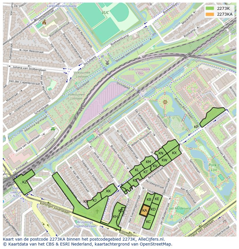 Afbeelding van het postcodegebied 2273 KA op de kaart.