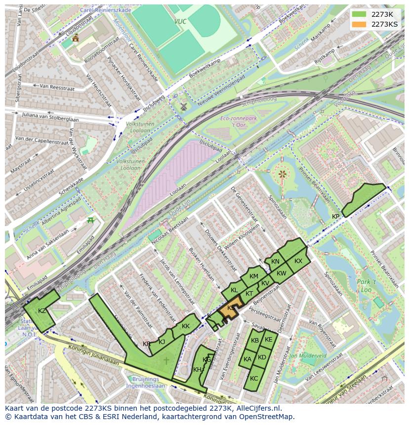 Afbeelding van het postcodegebied 2273 KS op de kaart.