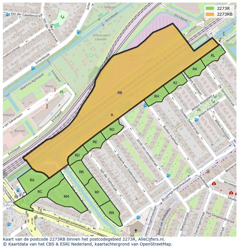 Afbeelding van het postcodegebied 2273 RB op de kaart.