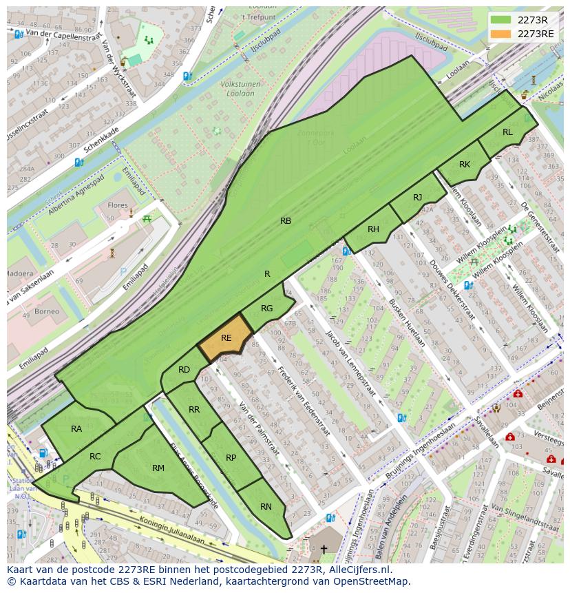 Afbeelding van het postcodegebied 2273 RE op de kaart.