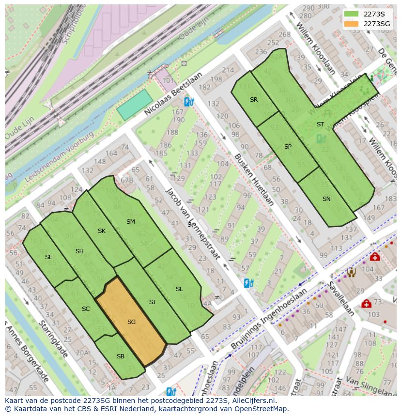 Afbeelding van het postcodegebied 2273 SG op de kaart.