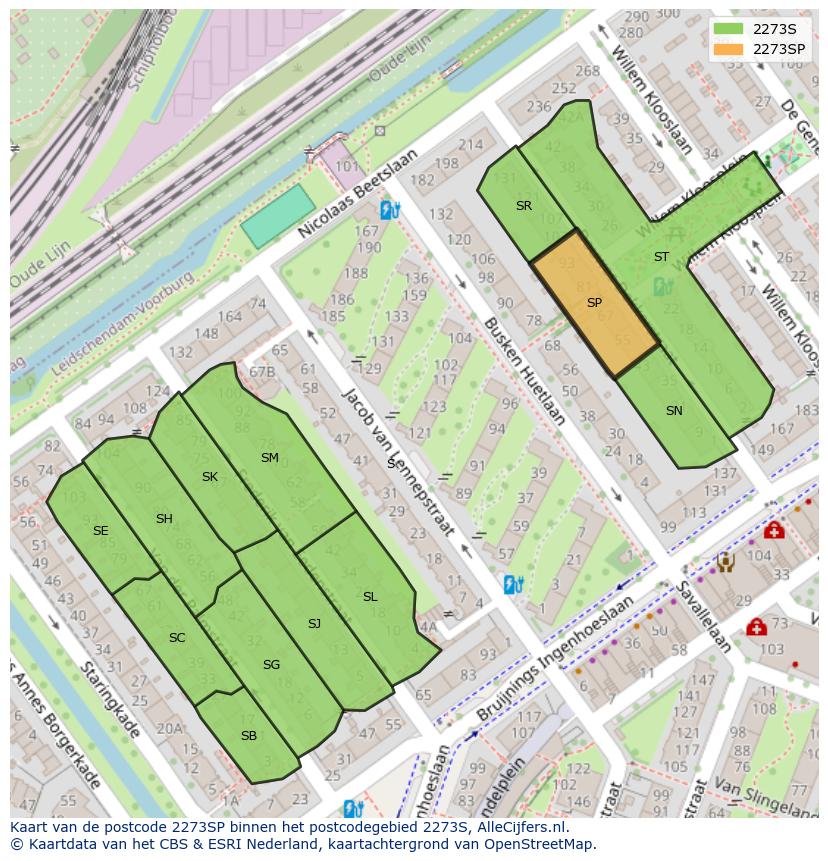 Afbeelding van het postcodegebied 2273 SP op de kaart.