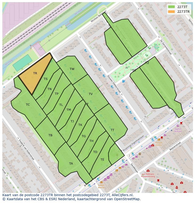 Afbeelding van het postcodegebied 2273 TR op de kaart.