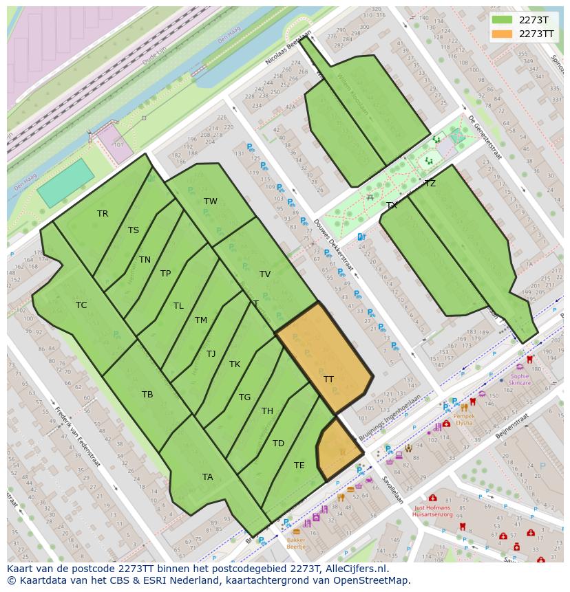 Afbeelding van het postcodegebied 2273 TT op de kaart.
