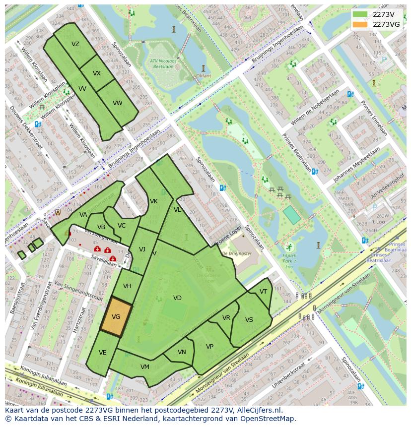 Afbeelding van het postcodegebied 2273 VG op de kaart.