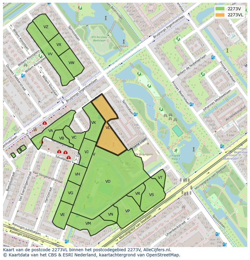 Afbeelding van het postcodegebied 2273 VL op de kaart.