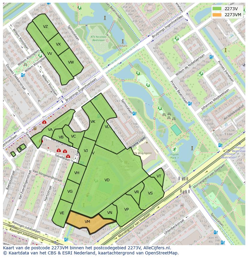 Afbeelding van het postcodegebied 2273 VM op de kaart.
