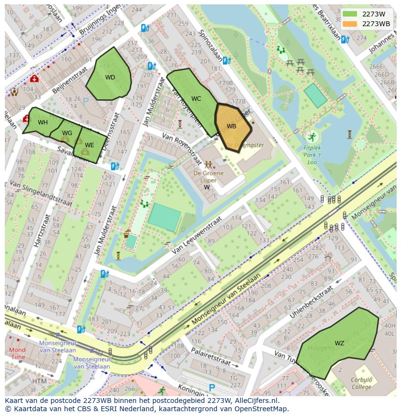 Afbeelding van het postcodegebied 2273 WB op de kaart.