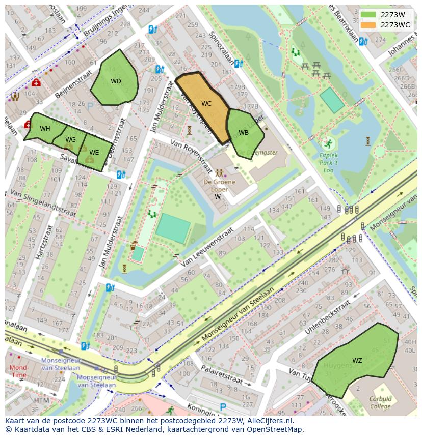 Afbeelding van het postcodegebied 2273 WC op de kaart.