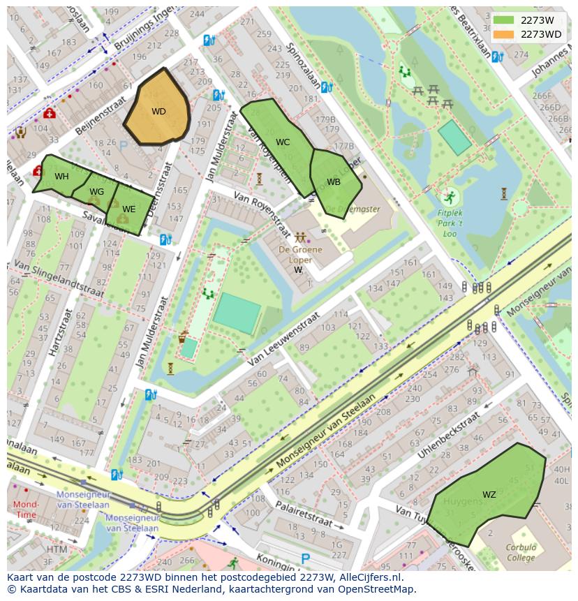 Afbeelding van het postcodegebied 2273 WD op de kaart.