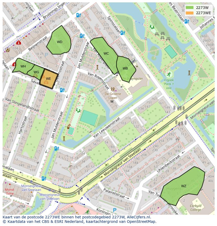 Afbeelding van het postcodegebied 2273 WE op de kaart.