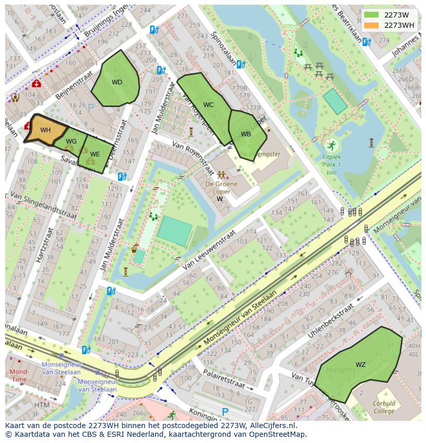 Afbeelding van het postcodegebied 2273 WH op de kaart.