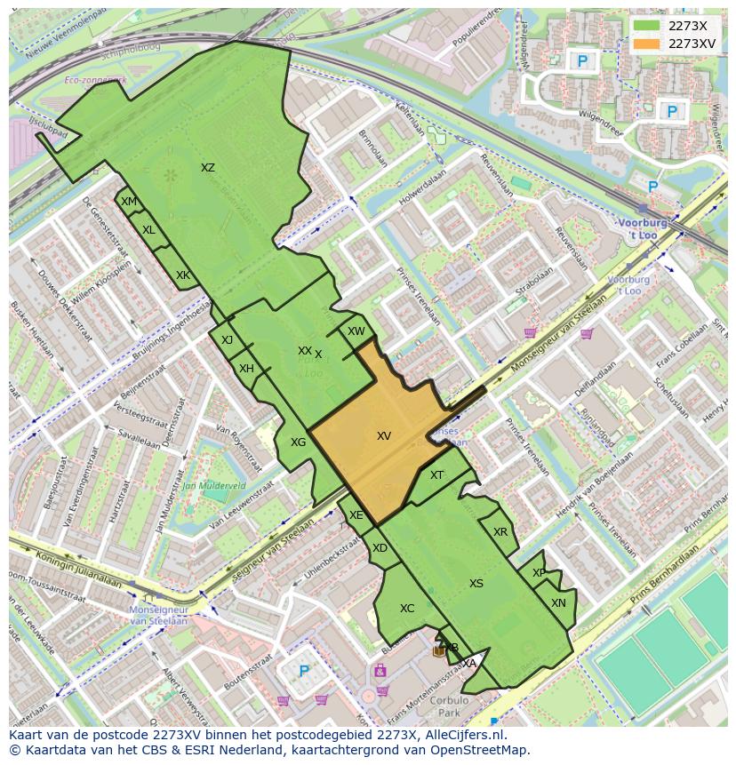 Afbeelding van het postcodegebied 2273 XV op de kaart.