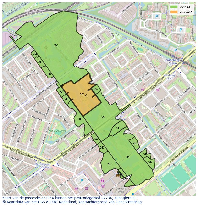 Afbeelding van het postcodegebied 2273 XX op de kaart.