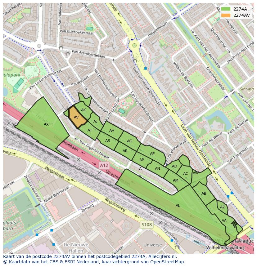 Afbeelding van het postcodegebied 2274 AV op de kaart.