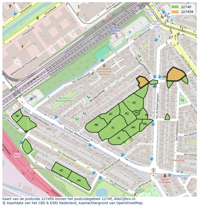 Afbeelding van het postcodegebied 2274 PA op de kaart.