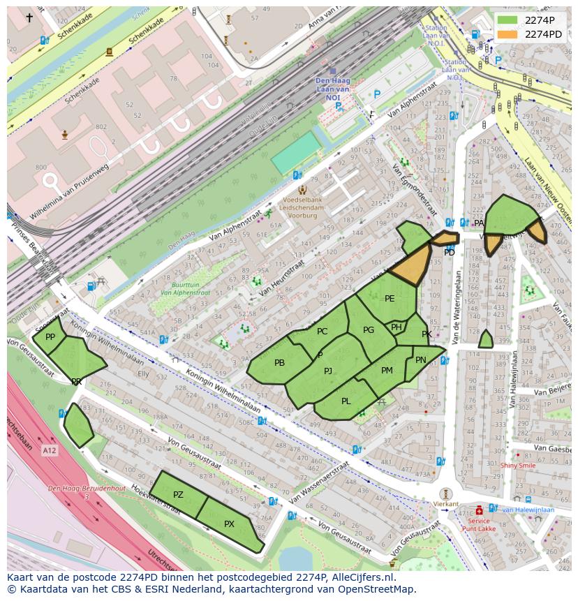 Afbeelding van het postcodegebied 2274 PD op de kaart.