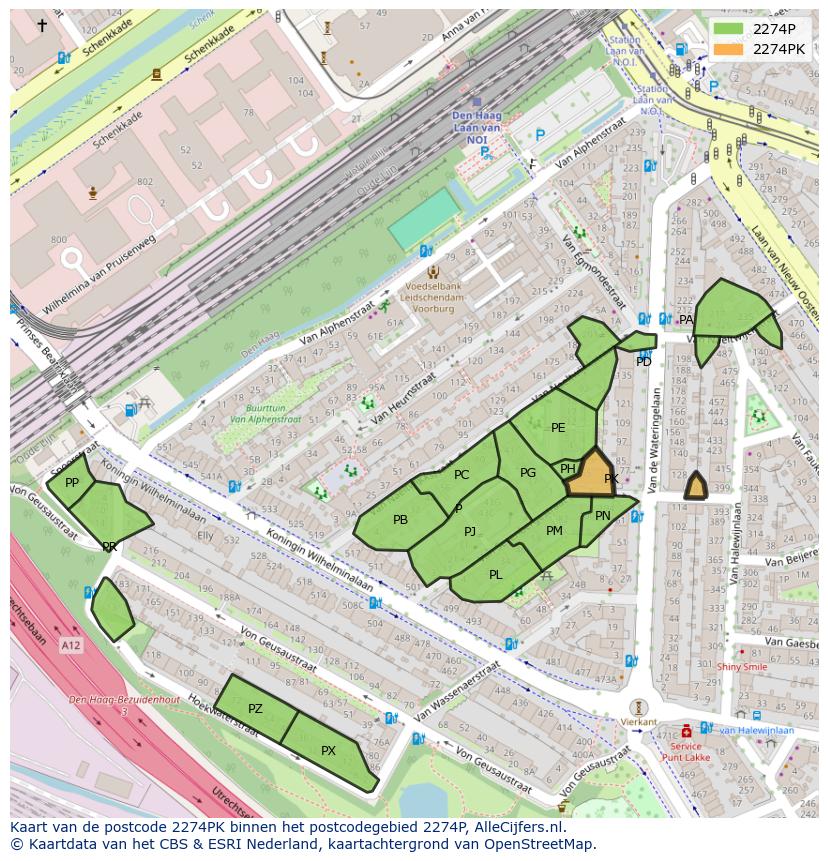 Afbeelding van het postcodegebied 2274 PK op de kaart.