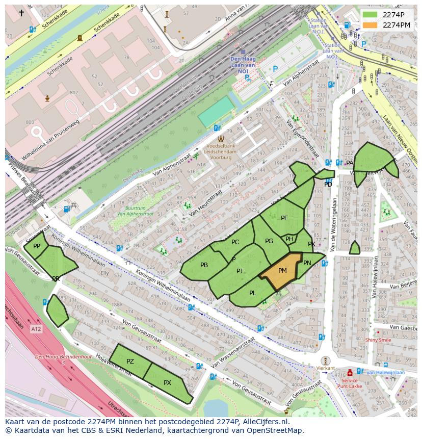 Afbeelding van het postcodegebied 2274 PM op de kaart.