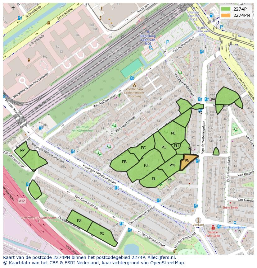 Afbeelding van het postcodegebied 2274 PN op de kaart.