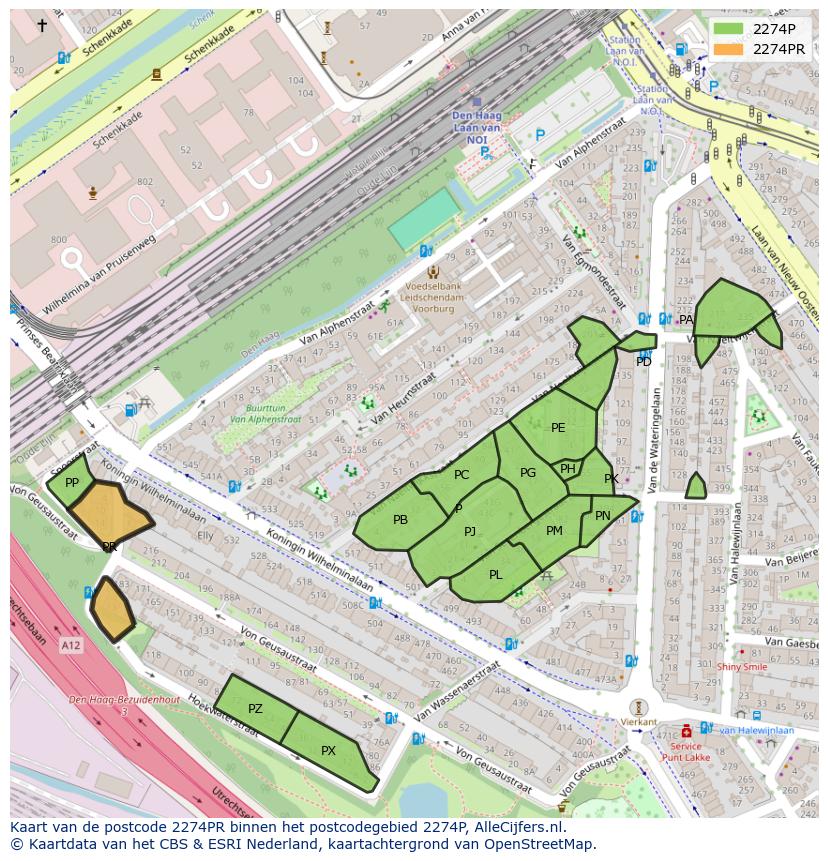 Afbeelding van het postcodegebied 2274 PR op de kaart.