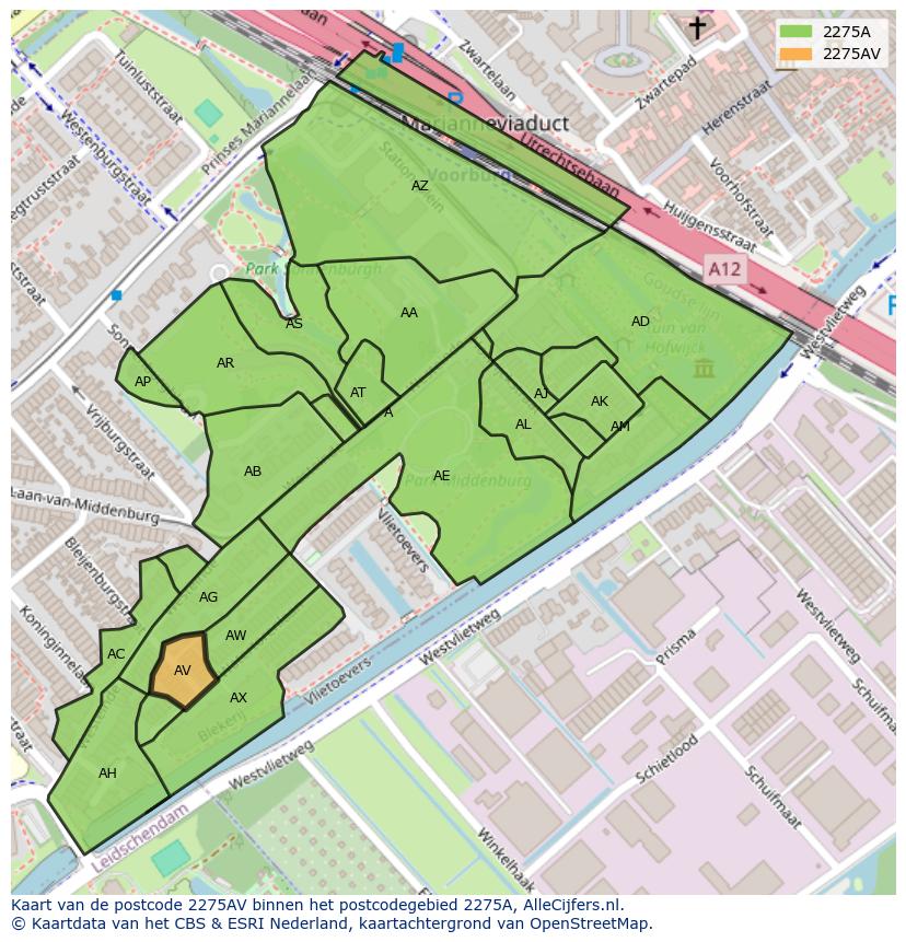 Afbeelding van het postcodegebied 2275 AV op de kaart.