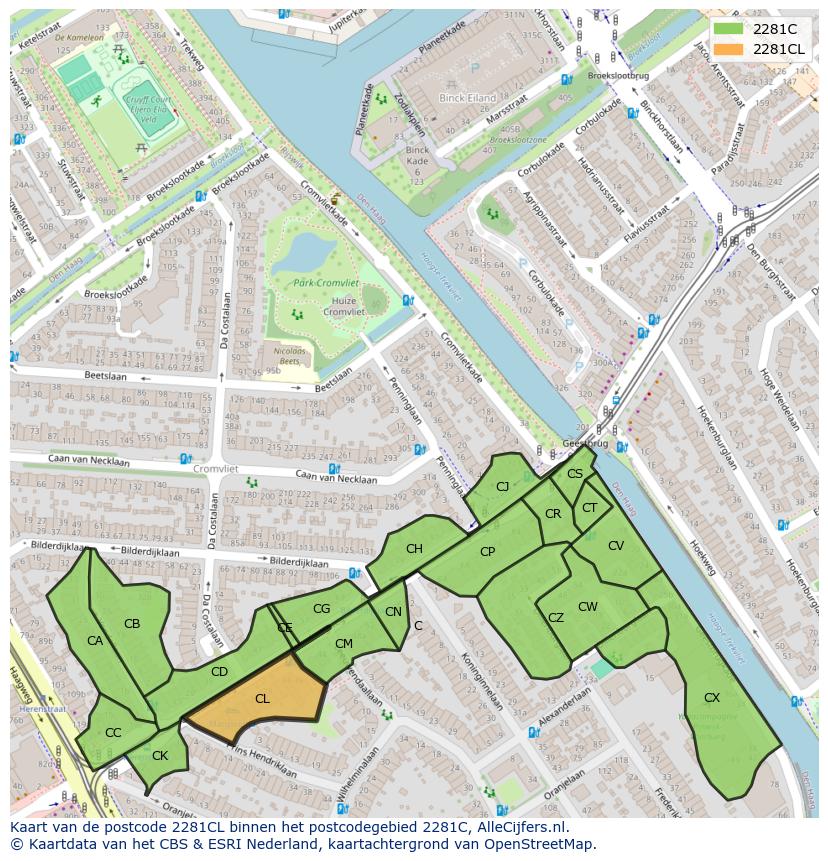 Afbeelding van het postcodegebied 2281 CL op de kaart.