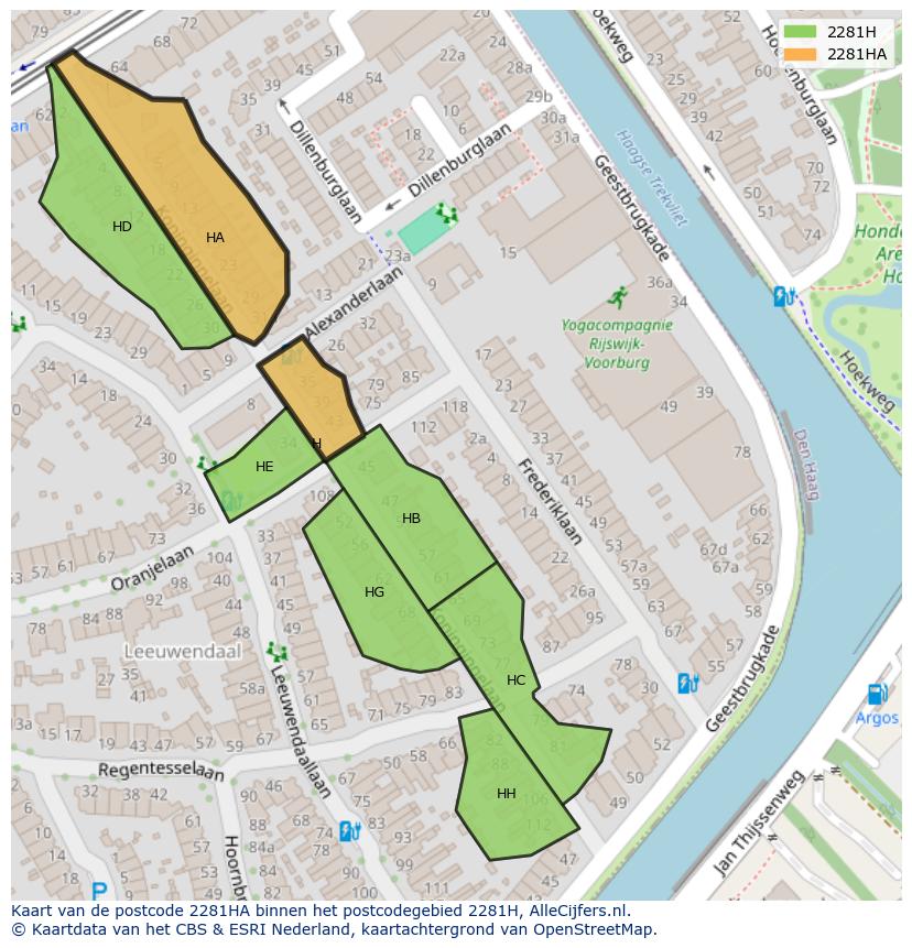 Afbeelding van het postcodegebied 2281 HA op de kaart.