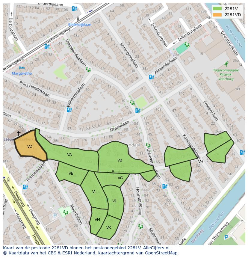 Afbeelding van het postcodegebied 2281 VD op de kaart.
