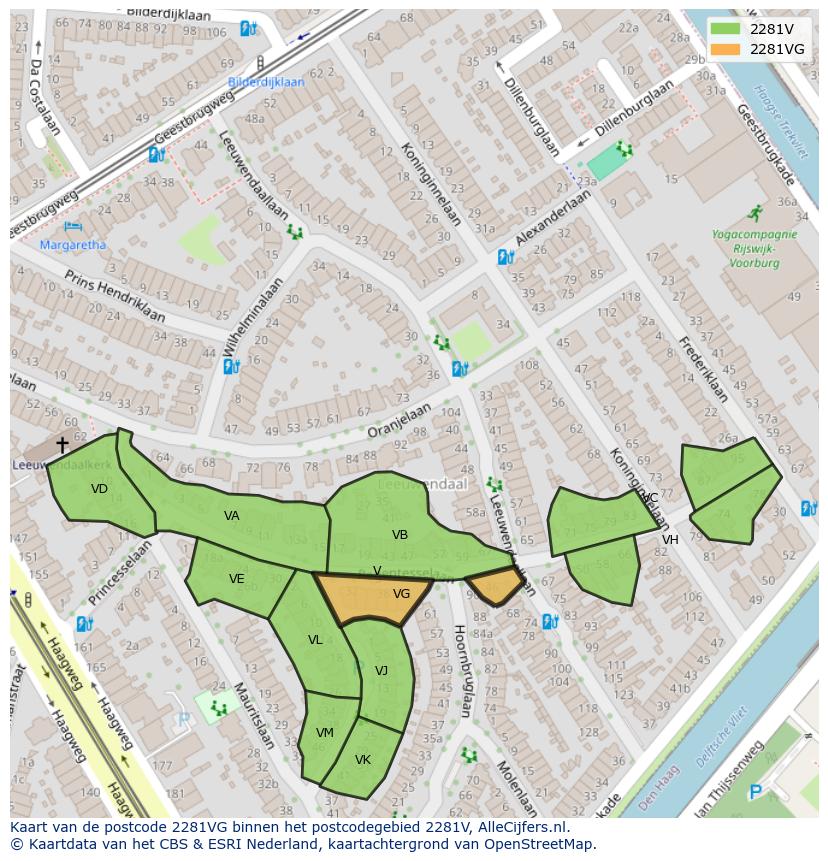 Afbeelding van het postcodegebied 2281 VG op de kaart.