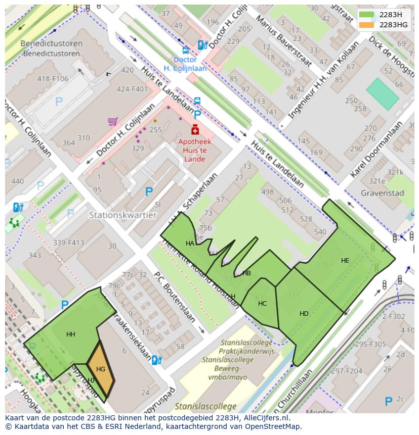 Afbeelding van het postcodegebied 2283 HG op de kaart.