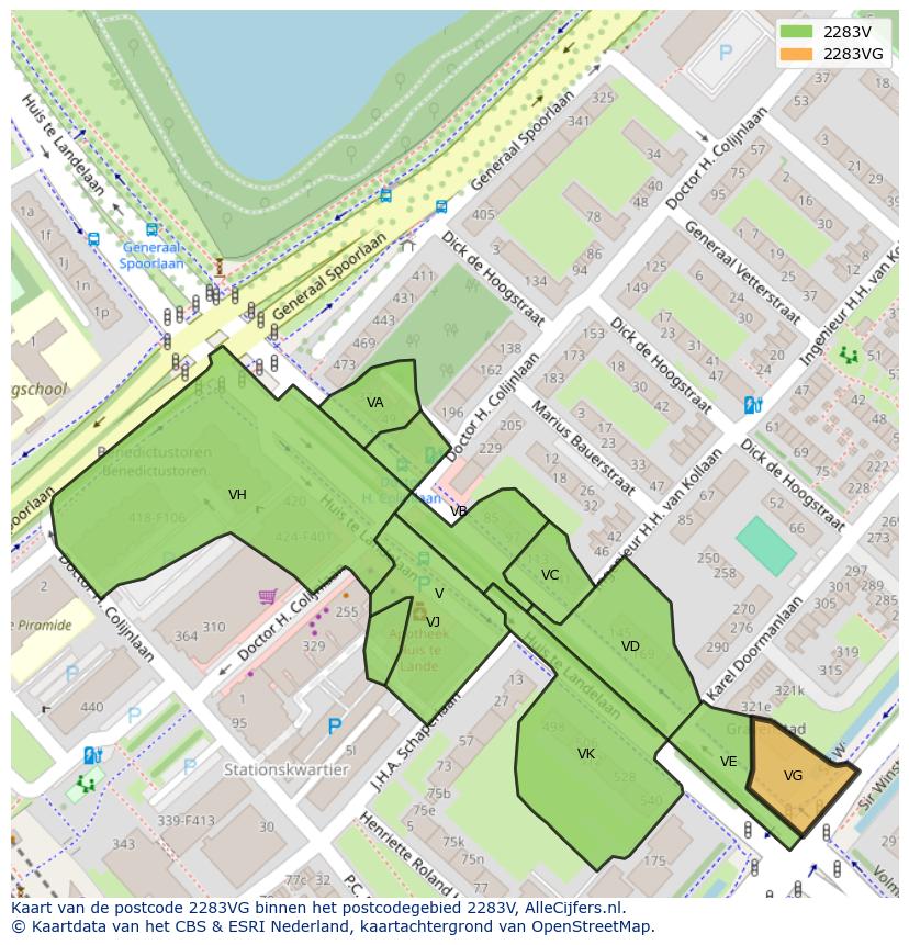 Afbeelding van het postcodegebied 2283 VG op de kaart.