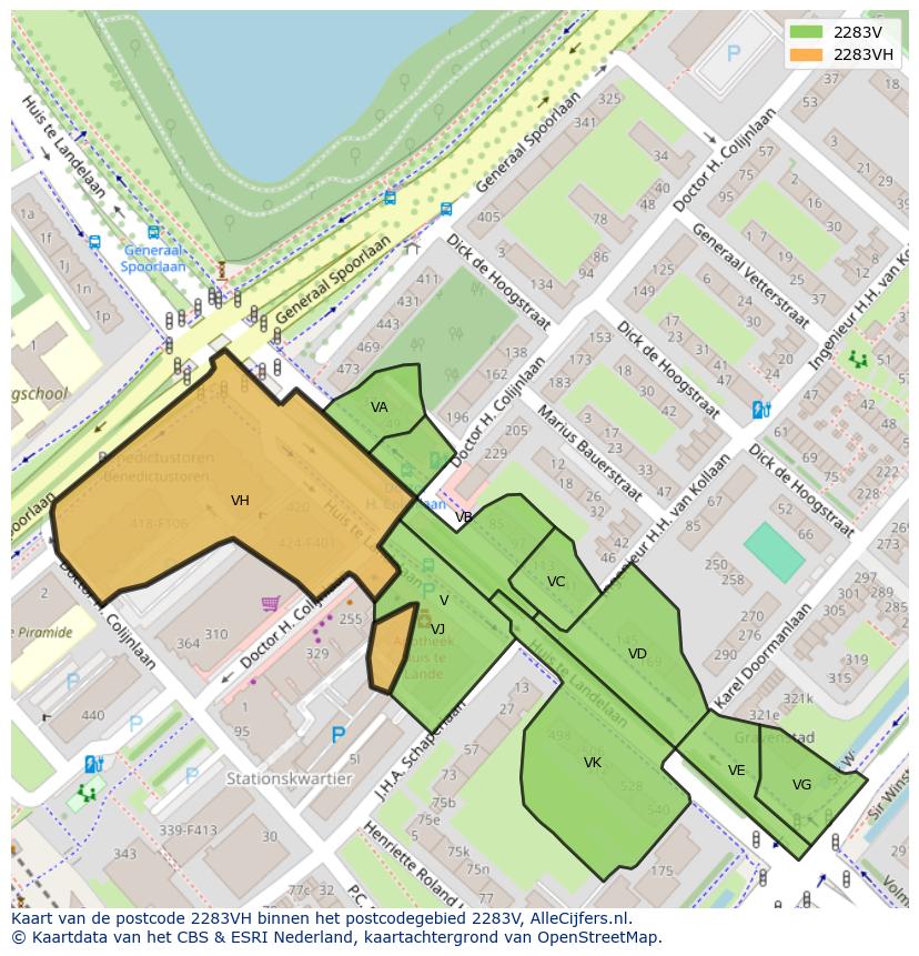 Afbeelding van het postcodegebied 2283 VH op de kaart.