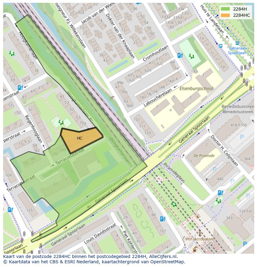 Afbeelding van het postcodegebied 2284 HC op de kaart.