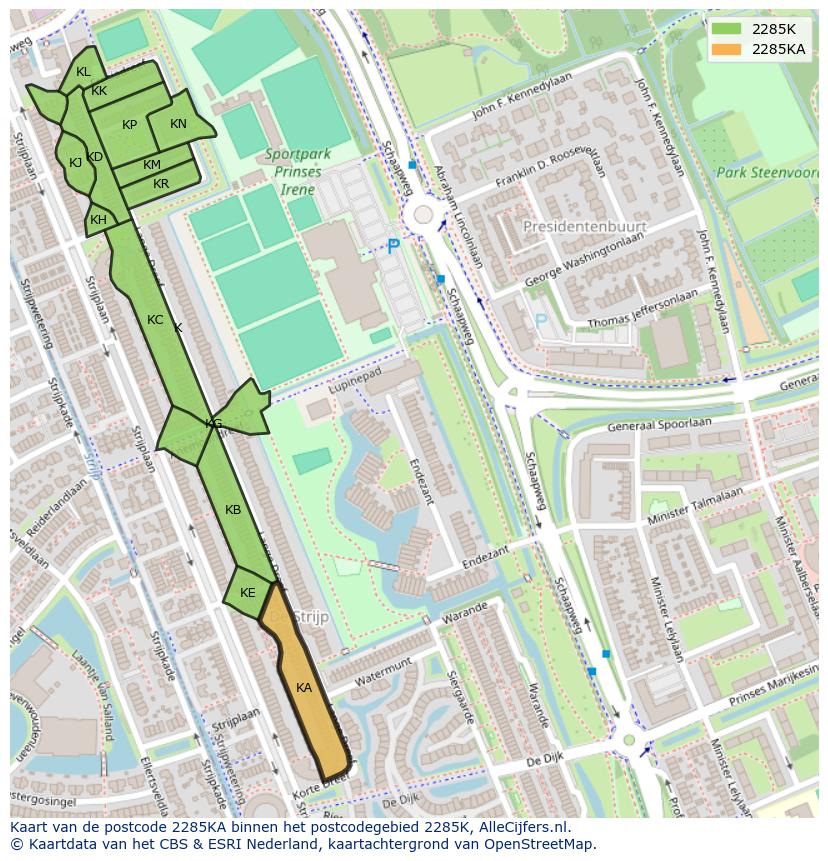 Afbeelding van het postcodegebied 2285 KA op de kaart.