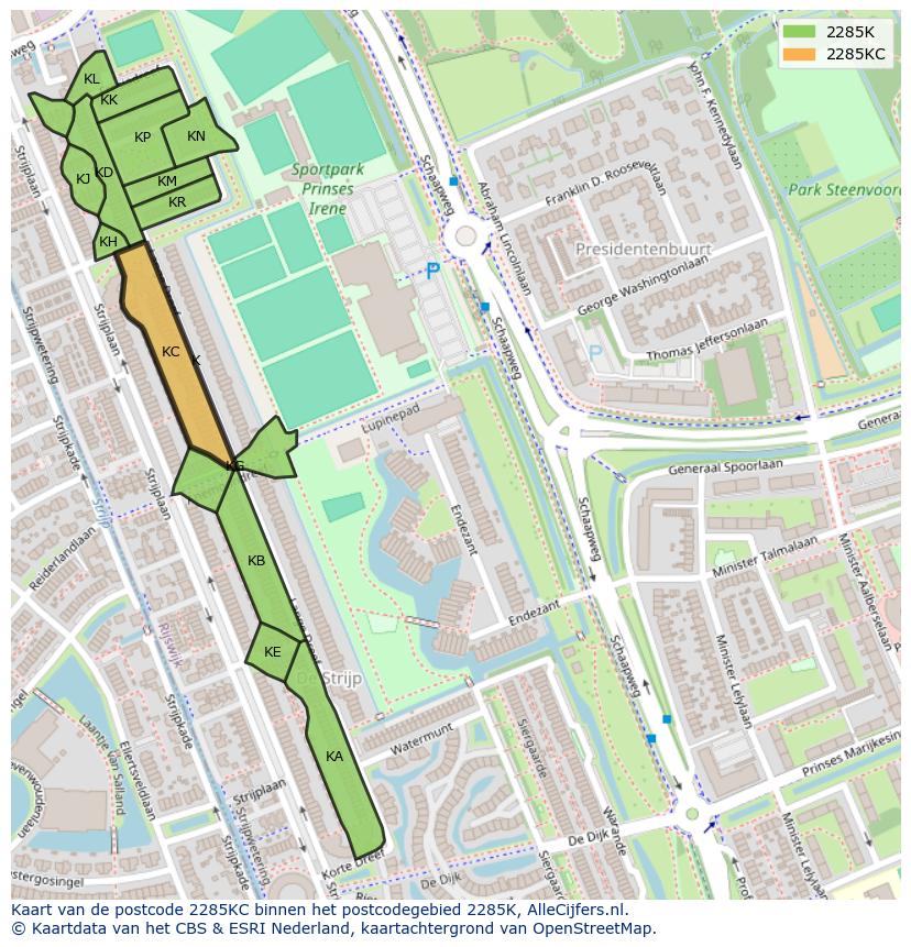 Afbeelding van het postcodegebied 2285 KC op de kaart.