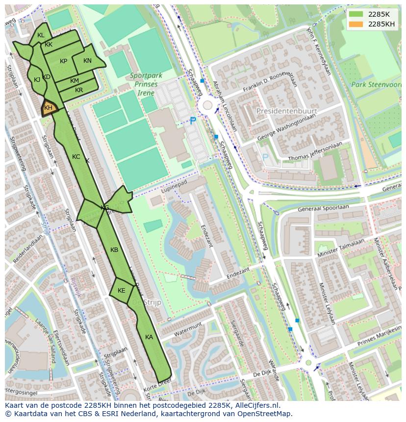 Afbeelding van het postcodegebied 2285 KH op de kaart.