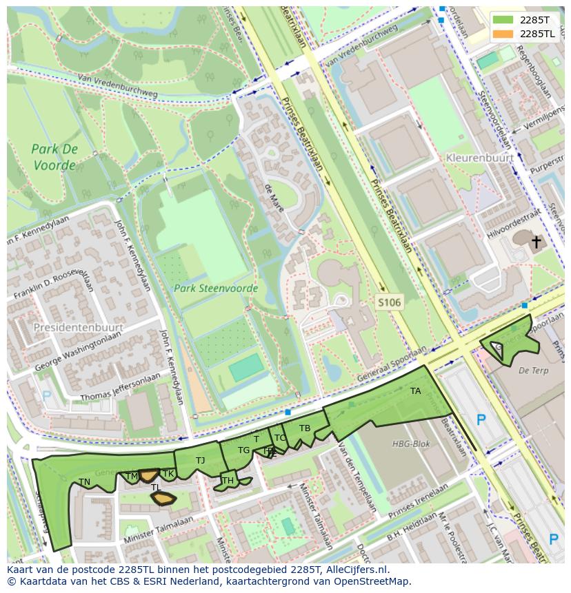Afbeelding van het postcodegebied 2285 TL op de kaart.