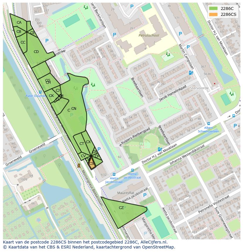 Afbeelding van het postcodegebied 2286 CS op de kaart.