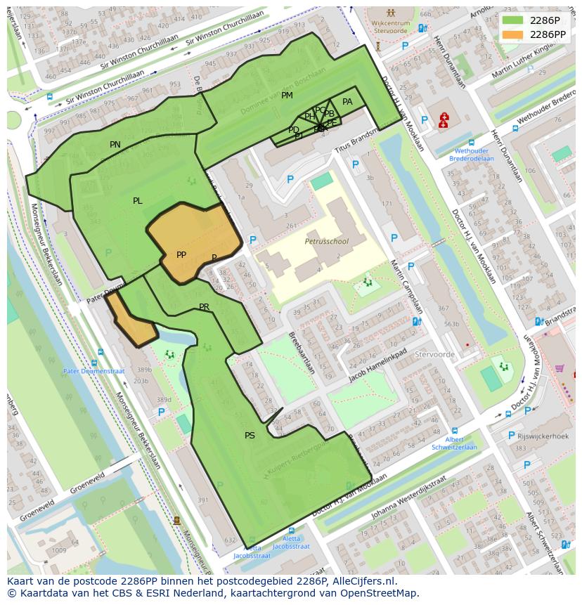 Afbeelding van het postcodegebied 2286 PP op de kaart.