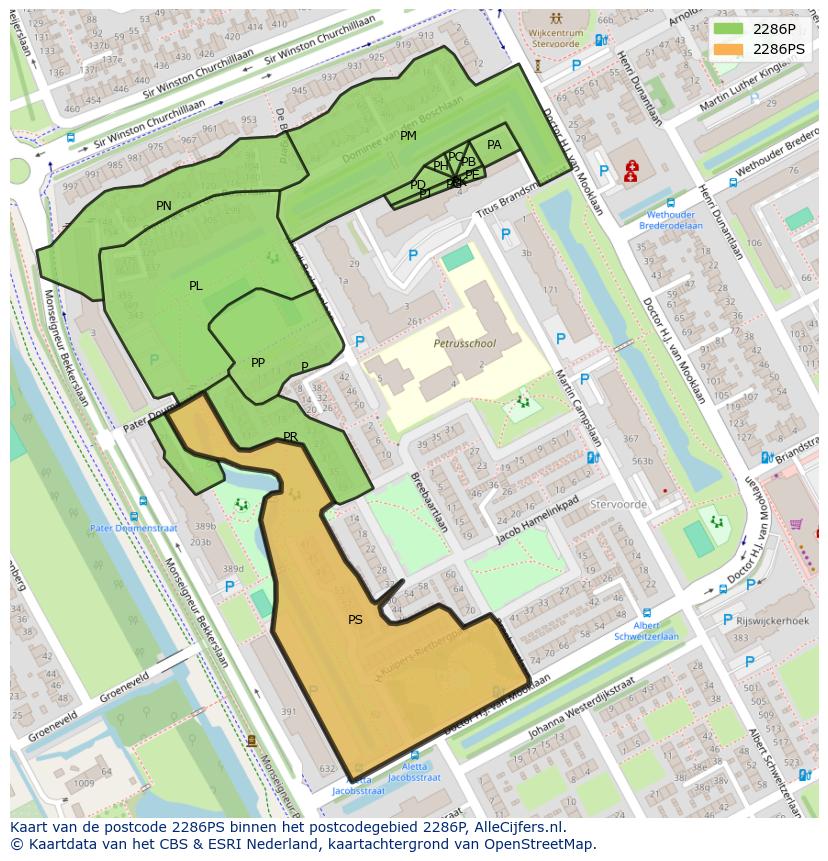 Afbeelding van het postcodegebied 2286 PS op de kaart.