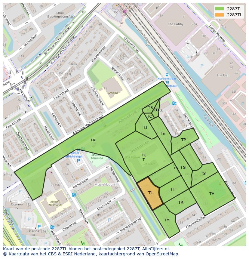 Afbeelding van het postcodegebied 2287 TL op de kaart.