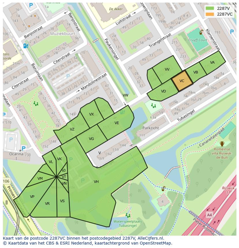 Afbeelding van het postcodegebied 2287 VC op de kaart.