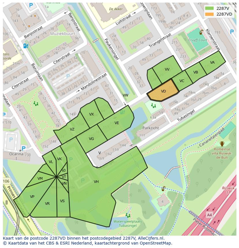 Afbeelding van het postcodegebied 2287 VD op de kaart.