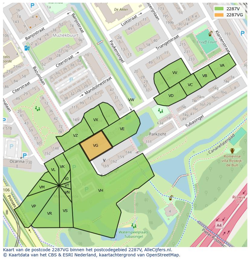 Afbeelding van het postcodegebied 2287 VG op de kaart.