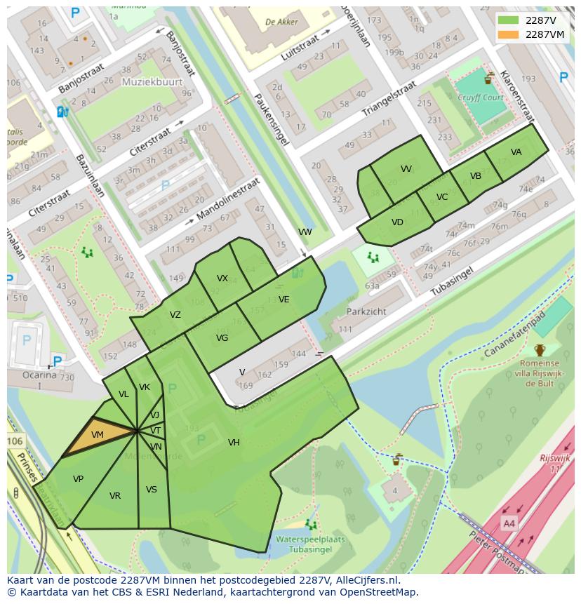 Afbeelding van het postcodegebied 2287 VM op de kaart.