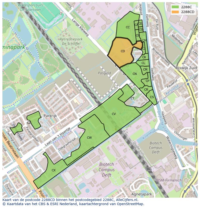 Afbeelding van het postcodegebied 2288 CD op de kaart.