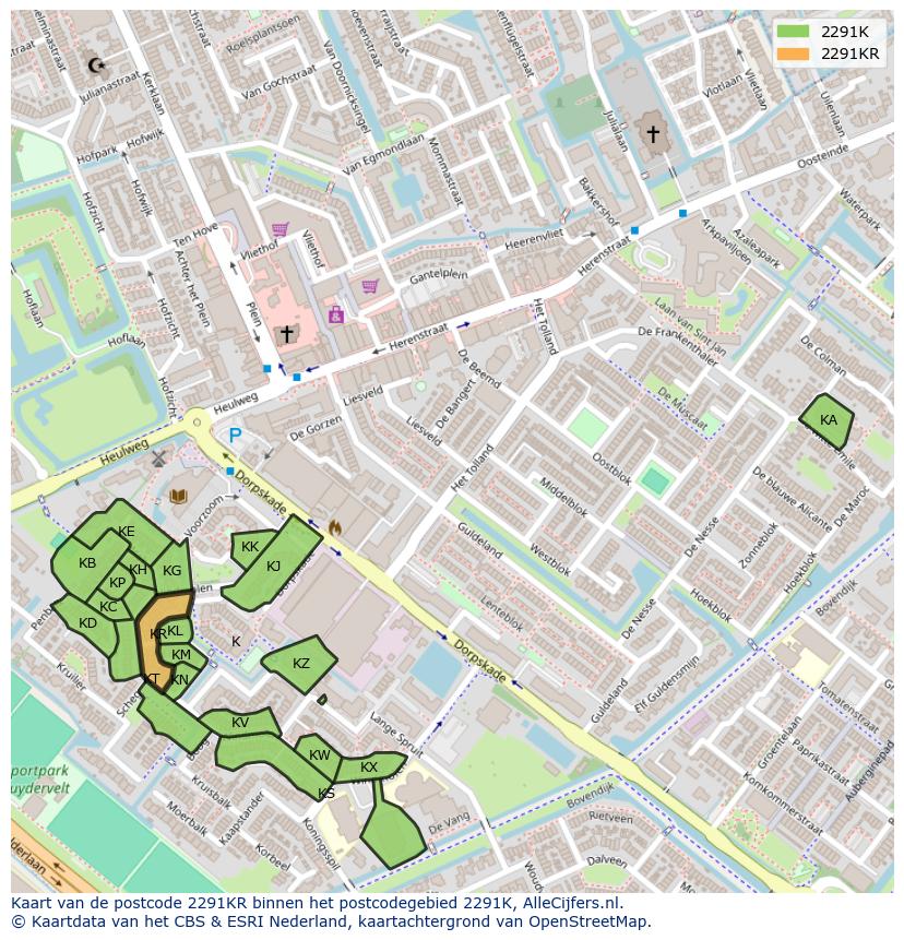 Afbeelding van het postcodegebied 2291 KR op de kaart.