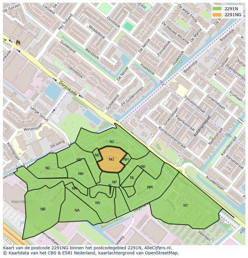 Afbeelding van het postcodegebied 2291 NG op de kaart.
