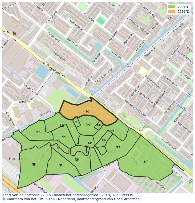 Afbeelding van het postcodegebied 2291 NJ op de kaart.